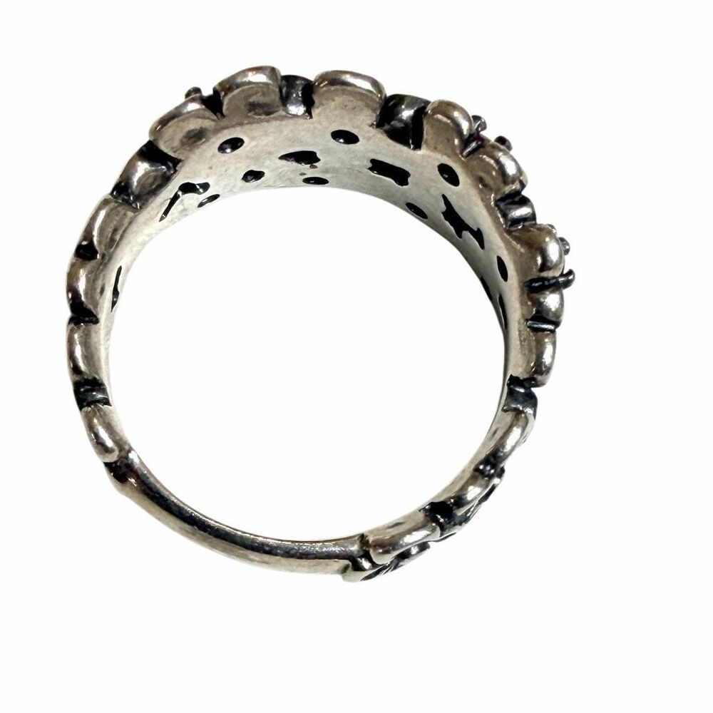 Or Paz PZ Israel Sterling Silver Ruby Flower Band Ring - Picture 6 of 7